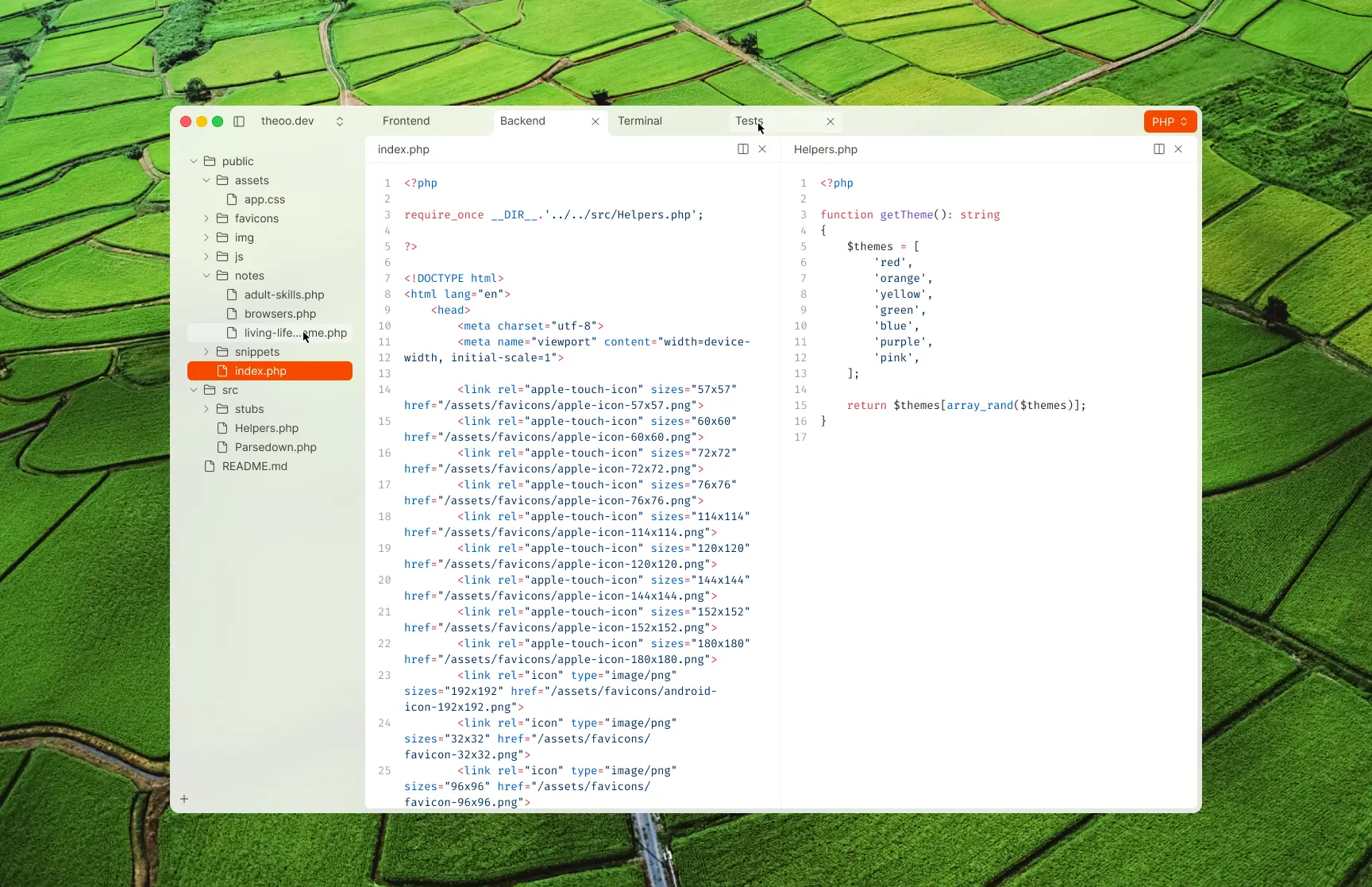 The light mode version of my code editor