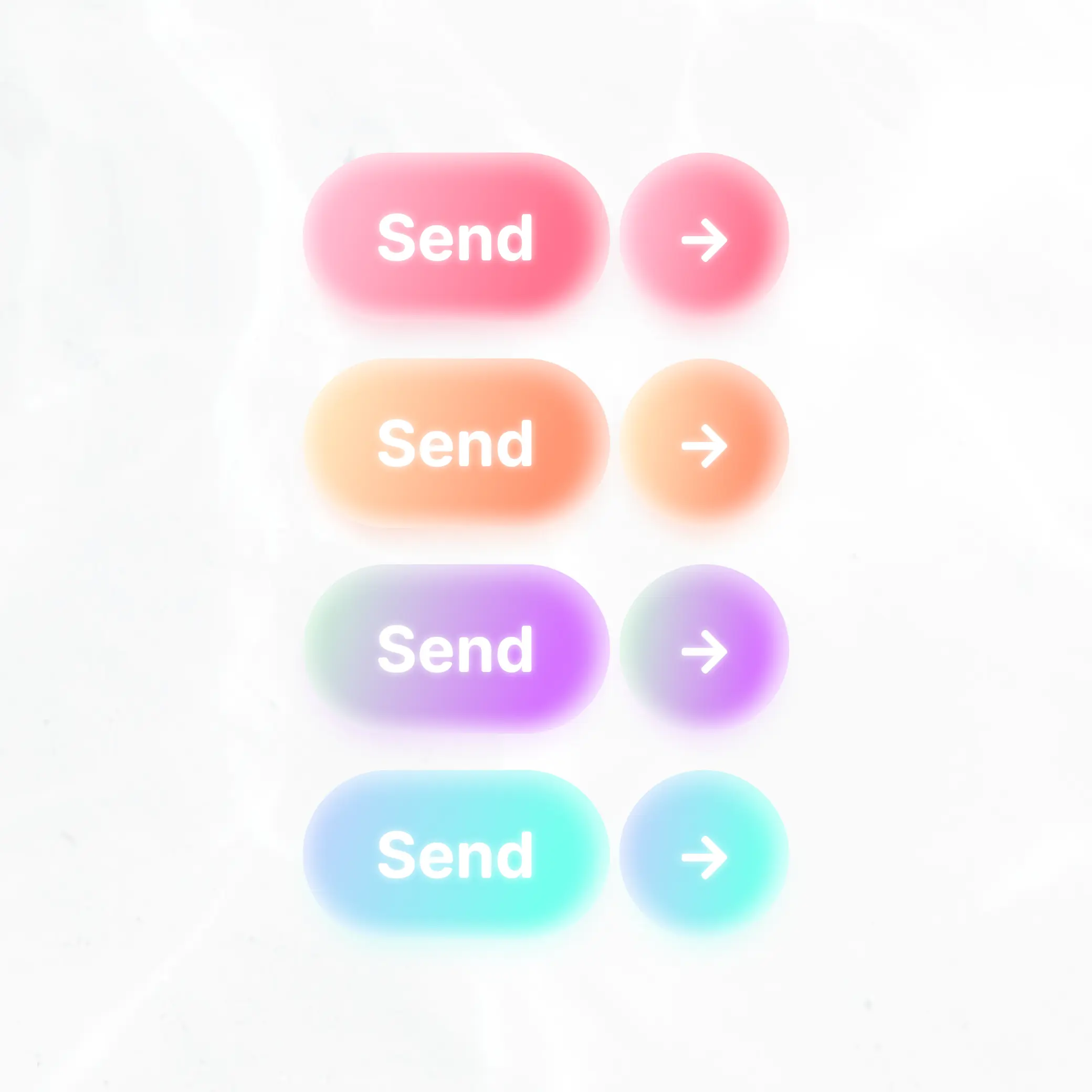 Colorful glowy buttons with "send" as label text, there are 4 of them